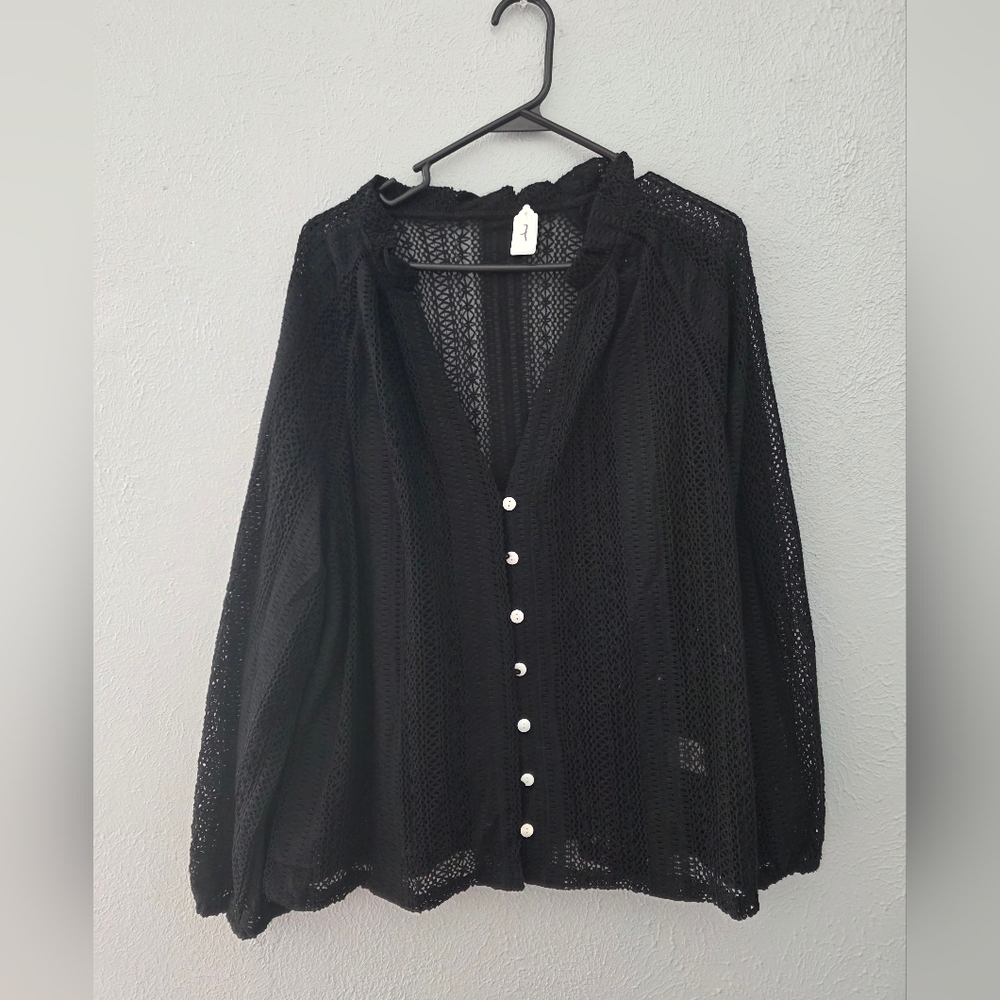 Black Button-Up Top
